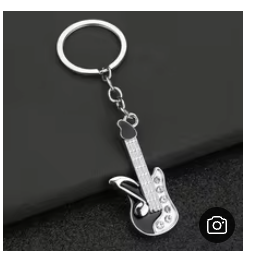 Black Electric Guitar Keyring with Diamontes