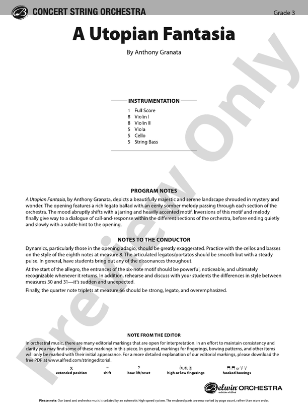 A Utopian Fantasia - String Orchestra Conductor Score & Parts (Digital Download)