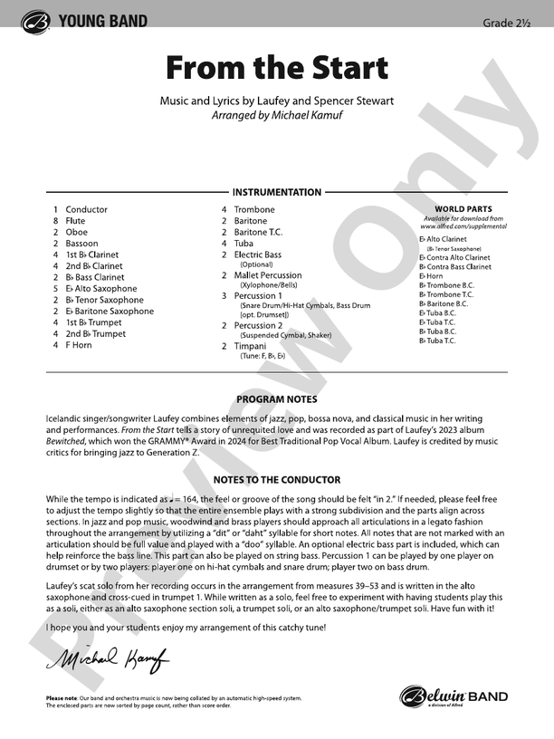 From the Start - Concert Band Conductor Score & Parts(Digital Download)