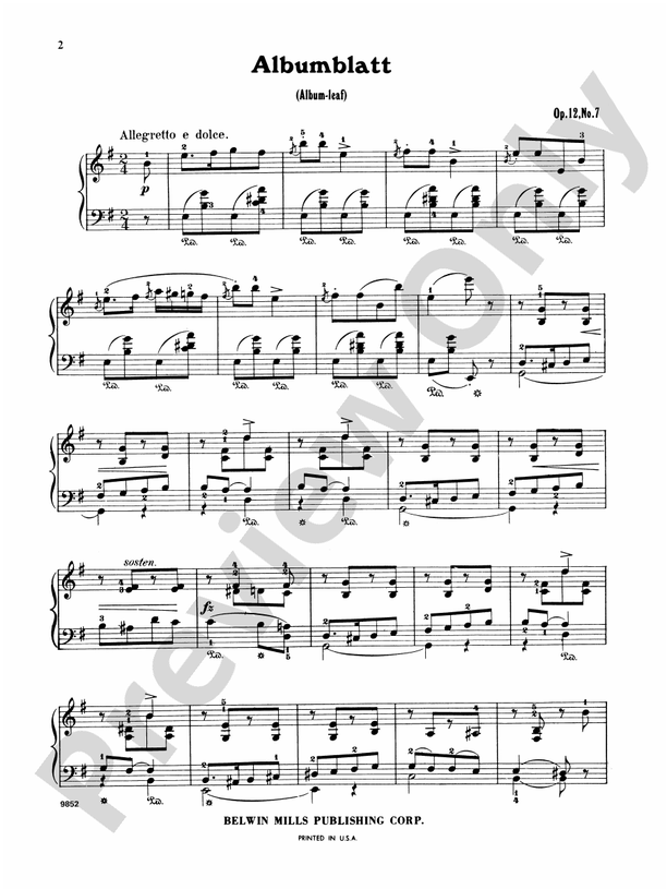 Grieg - Selected Compositions (Volume I) - Piano Solo (Digital Download)