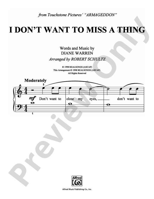 I Don't Want To Miss a Thing - Arr. Robert Schultz (DSM-PS-0008169) - Easy Piano (Digital Download)