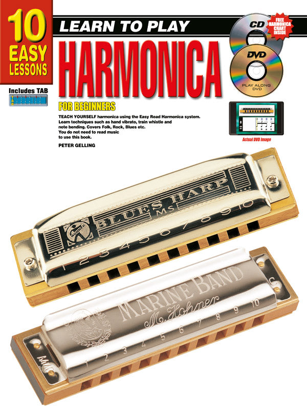 10 Easy Lessons Learn To Play Harmonica Bk/Online Audio