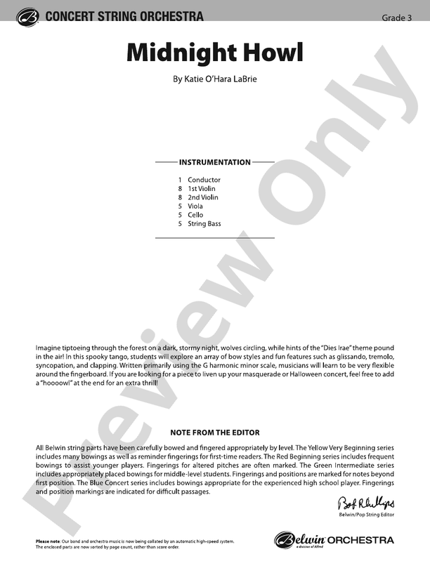 Midnight Howl - String Orchestra Conductor Score & Parts (Digital Download)