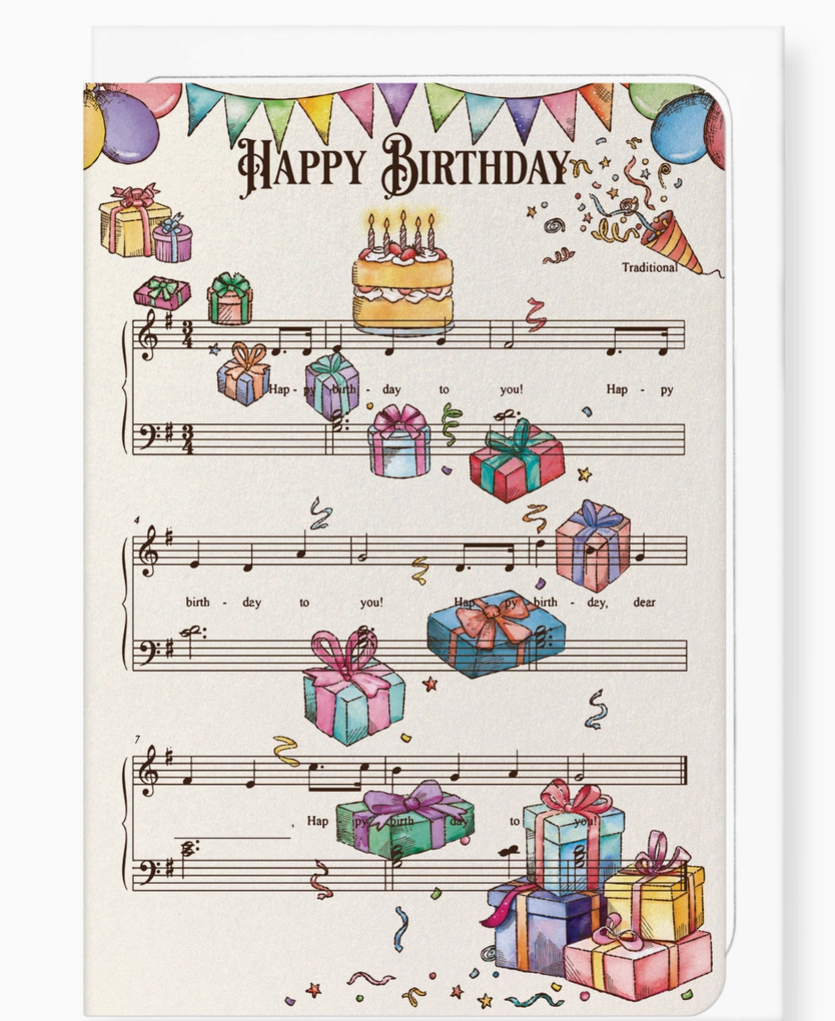 Greeting Card Birthday Music Score: Victorian Greeting Card