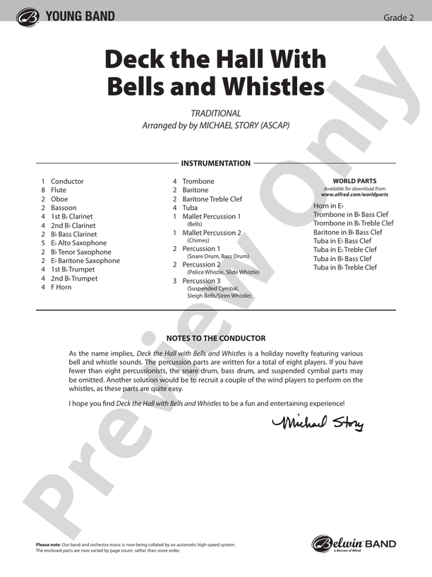 Deck the Hall with Bells and Whistles - Concert Band Conductor Score & Parts (Digital Download)