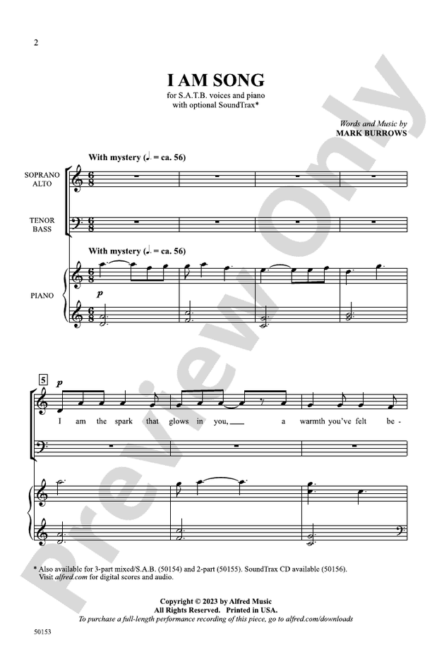 I Am Song - SATB Choral Octavo (Digital Download)