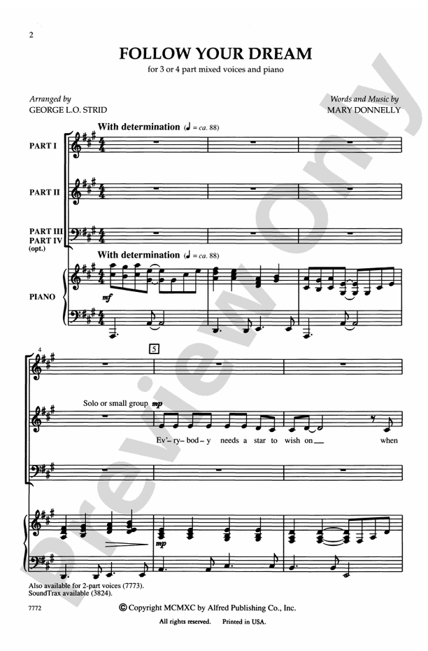 Follow Your Dream – 3- or 4-Part Choral Octavo (Digital Download)