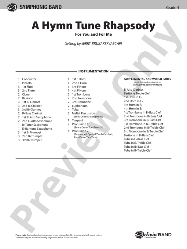 A Hymn Tune Rhapsody - Concert Band Conductor Score & Parts (Digital Download)