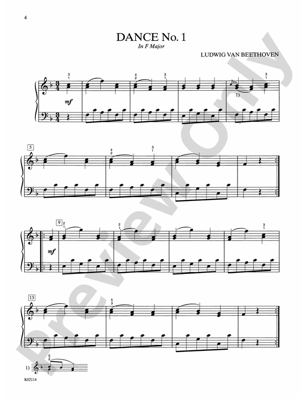 Beethoven - Six German Dances, Allemande and Waltz - Piano Solo (Digital Download)