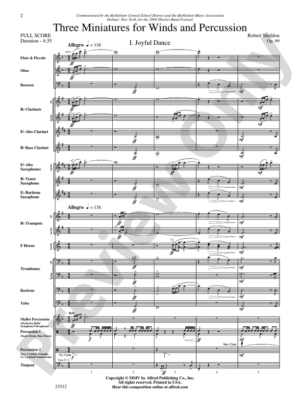 Three Miniatures for Winds and Percussion - Concert Band Conductor Score & Parts (Digital Download)