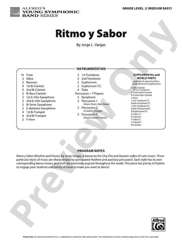 Ritmo y Sabor - Concert Band Conductor Score & Parts(Digital Download)