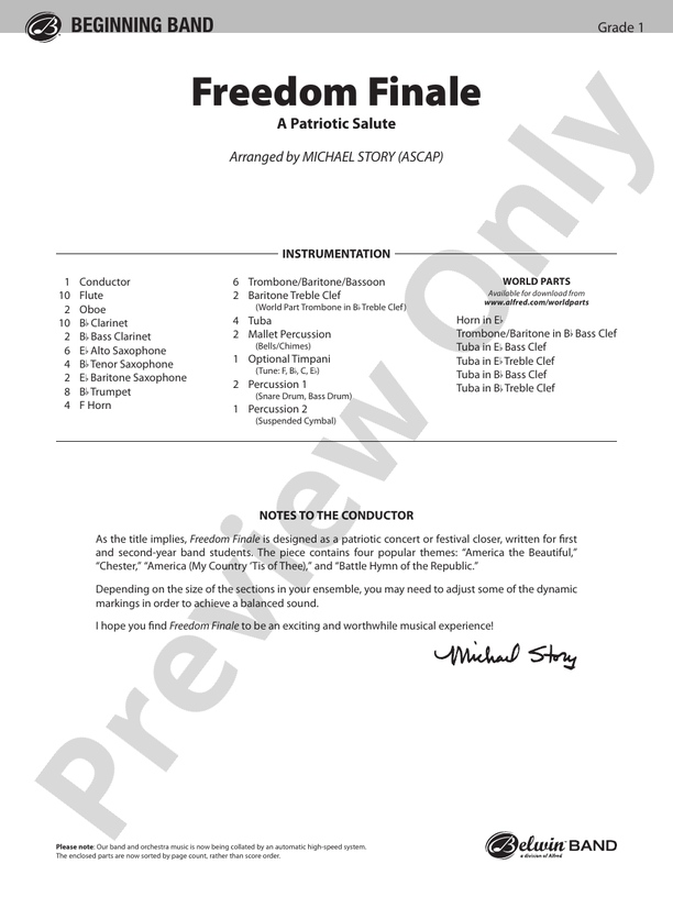 Freedom Finale - Concert Band Conductor Score & Parts (Digital Download)