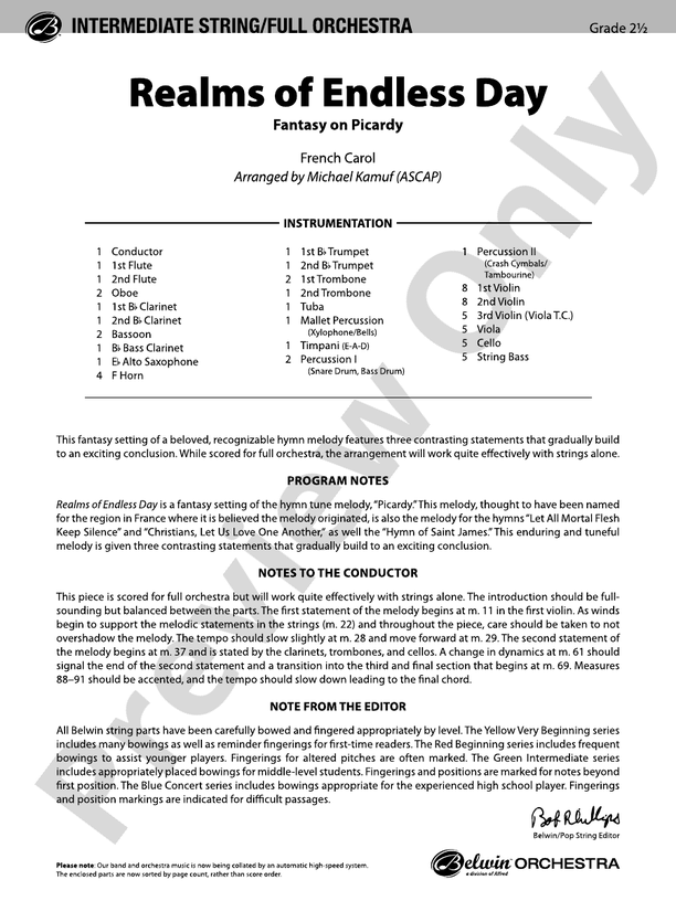 Realms of Endless Day – Full Orchestra Conductor Score & Parts (Digital Download)