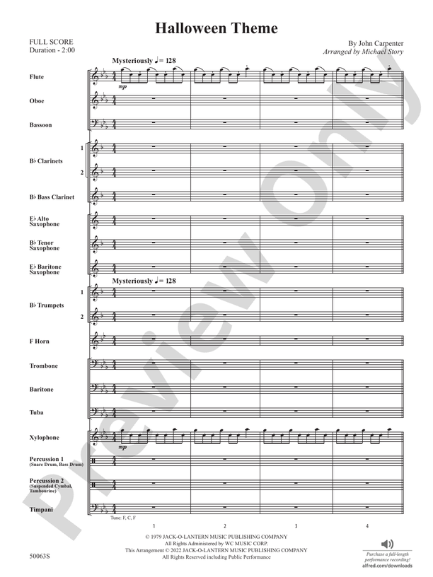Halloween Theme - Concert Band Conductor Score & Parts (Digital Download)