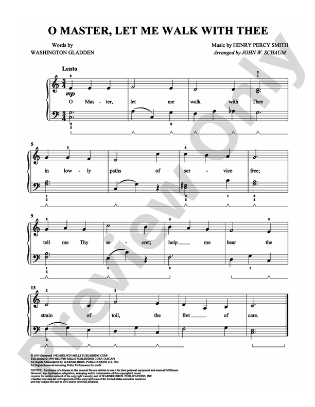 O Master, Let Me Walk with Thee - Arr. John W Schaum - Easy Piano (Digital Download)