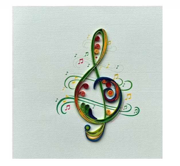 Greeting Card - Quilled Green Treble Clef