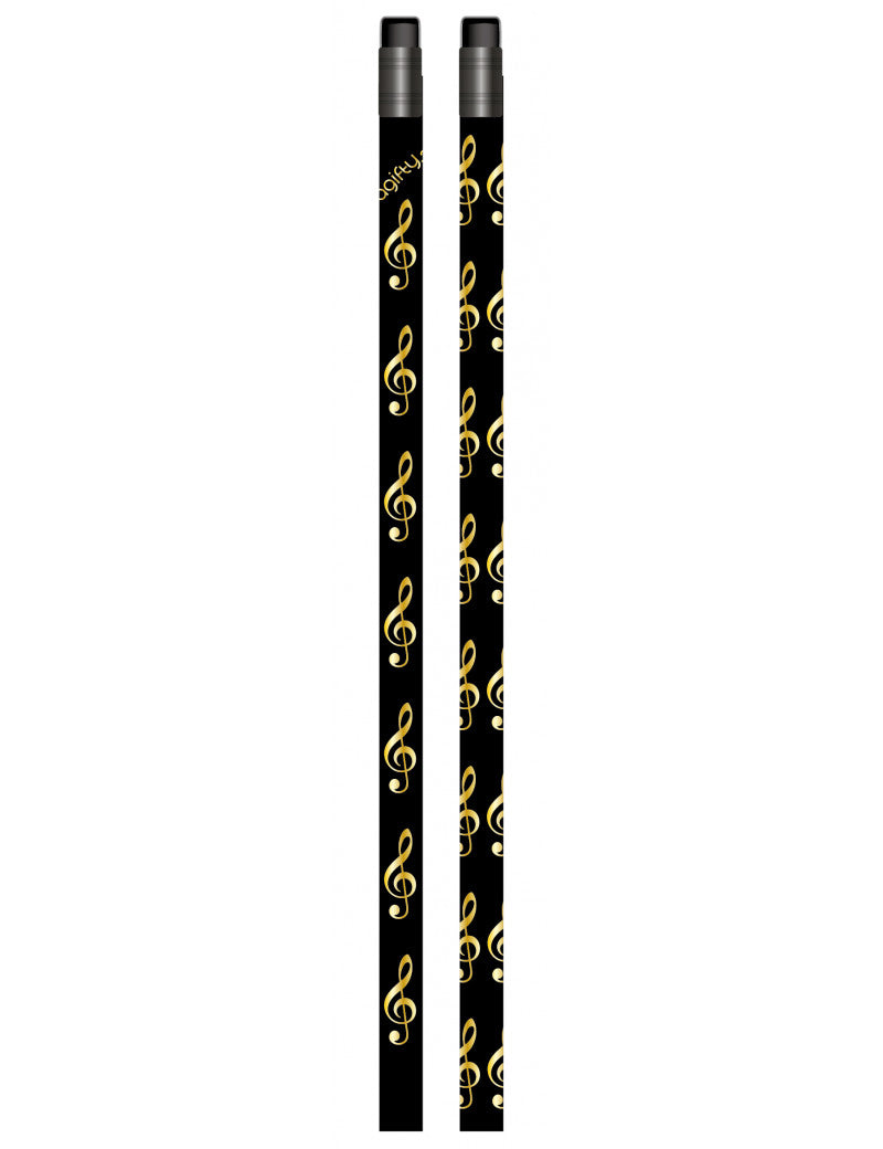 Black Pencil with Gold Treble Clefs