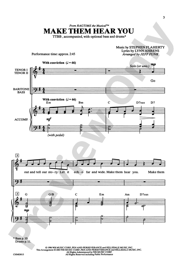 Make Them Hear You (from Ragtime) – TTBB Choral Octavo (Digital Download)