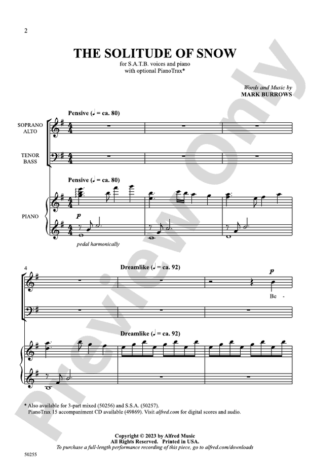 The Solitude of Snow - SATB Choral Octavo (Digital Download)