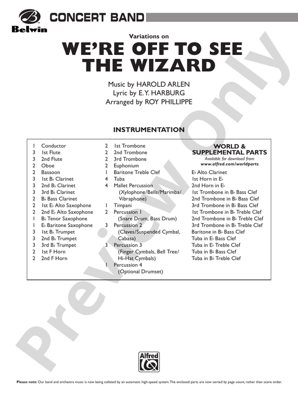 We're Off to See the Wizard, Variations on - Concert Band Conductor Score & Parts (Digital Download)