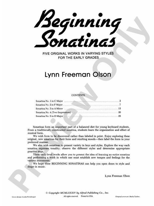 Beginning Sonatinas: Five Original Works in Varying Styles for the Early Grades - Piano (Digital Download)