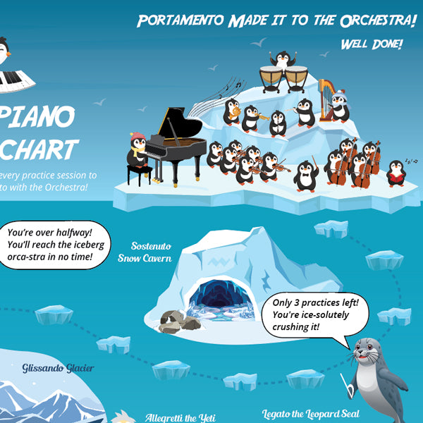 Penguin Piano A3 Music Practice Chart by Musically Gifted