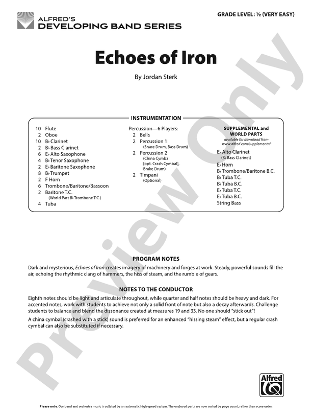 Echoes of Iron - Concert Band Conductor Score & Parts(Digital Download)