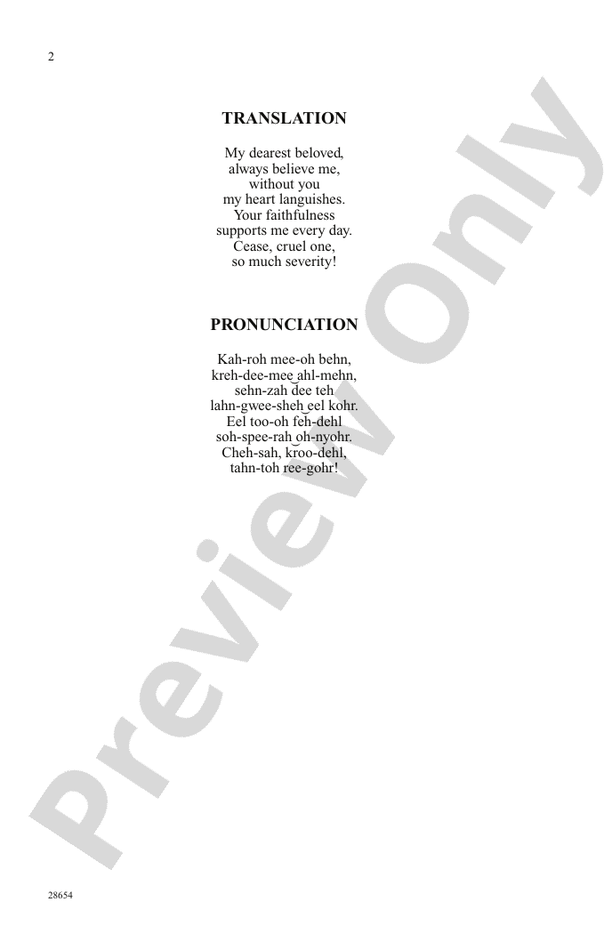 Caro Mio Ben – SSA Choral Octavo (Digital Download)