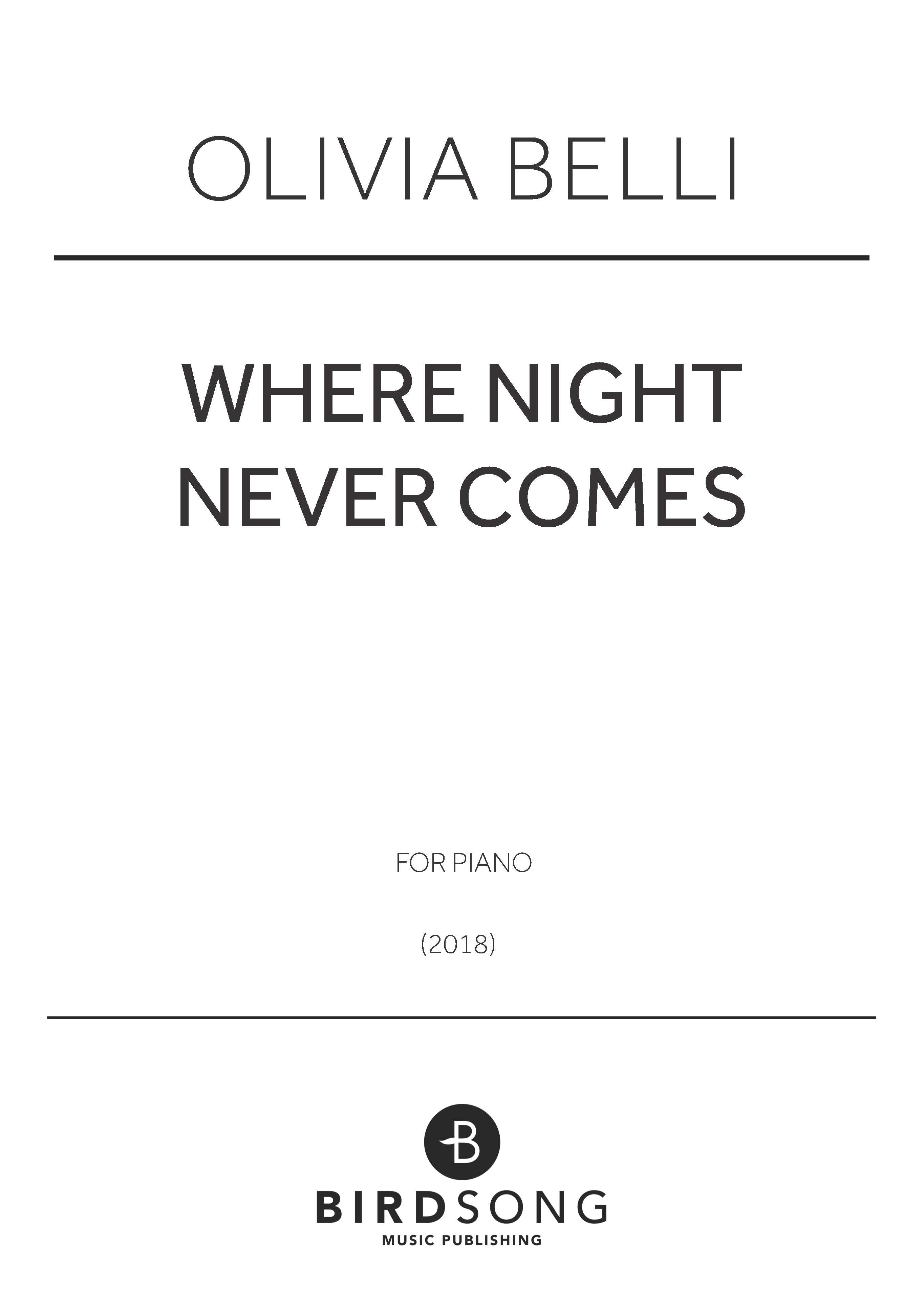 Belli - Where Night Never Comes - Piano Solo (Digital Download)