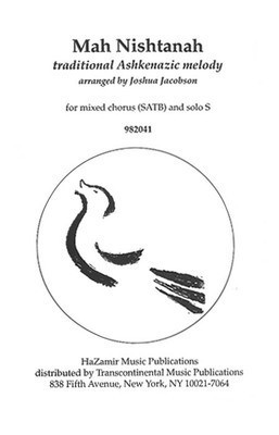 Mah Nishtanah - SSATTB Joshua Jacobson Transcontinental Music Choral Score Octavo