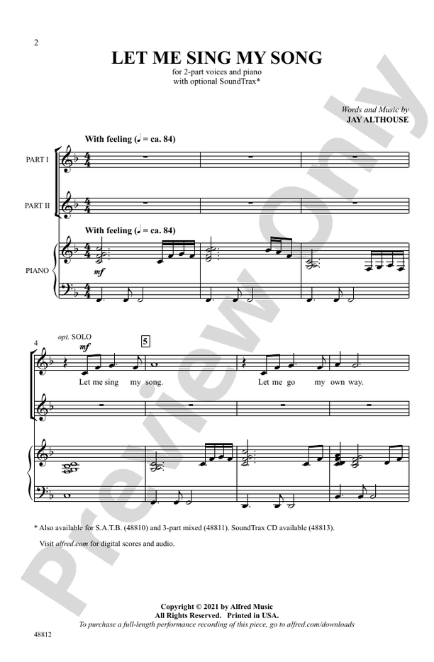 Let Me Sing My Song – 2-Part Choral Octavo (Digital Download)