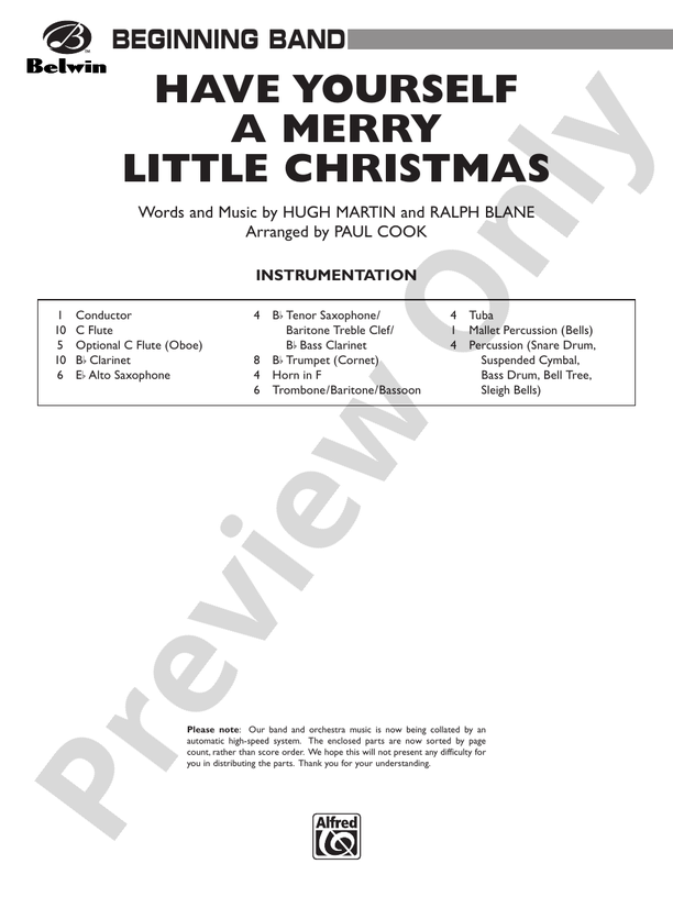 Have Yourself a Merry Little Christmas - Concert Band Conductor Score & Parts (Digital Download)