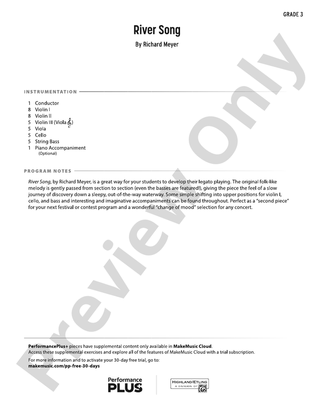 River Song – String Orchestra Conductor Score & Parts (Digital Download)