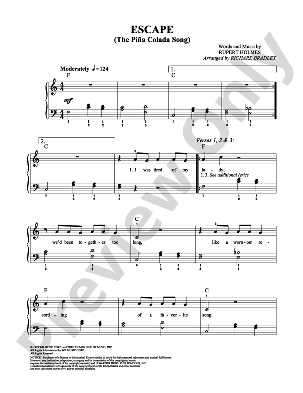 Escape - Arr. Richard Bradley - Easy Piano (Digital Download)