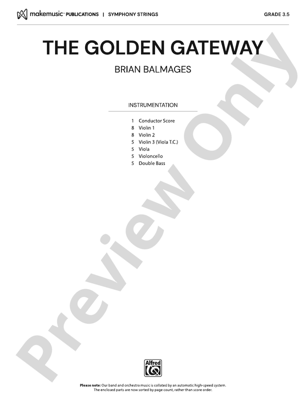 The Golden Gateway – String Orchestra Conductor Score & Parts (Digital Download)