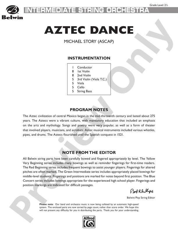 Aztec Dance – String Orchestra Conductor Score & Parts (Digital Download)