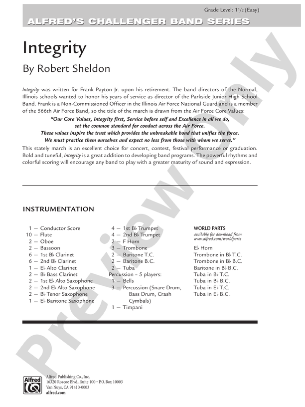 Integrity - Concert Band Conductor Score & Parts (Digital Download)
