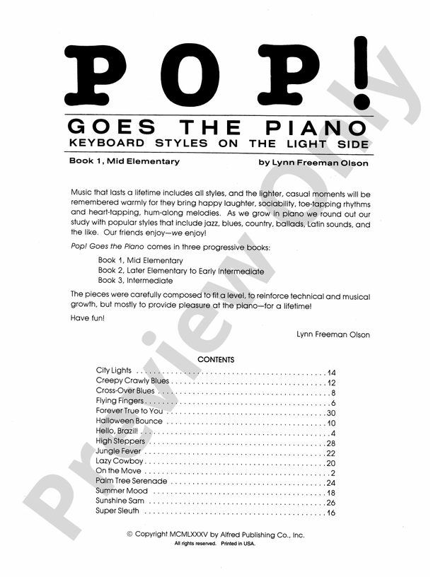 Pop! Goes the Piano, Book 1: Keyboard Styles on the Light Side - Piano (Digital Download)