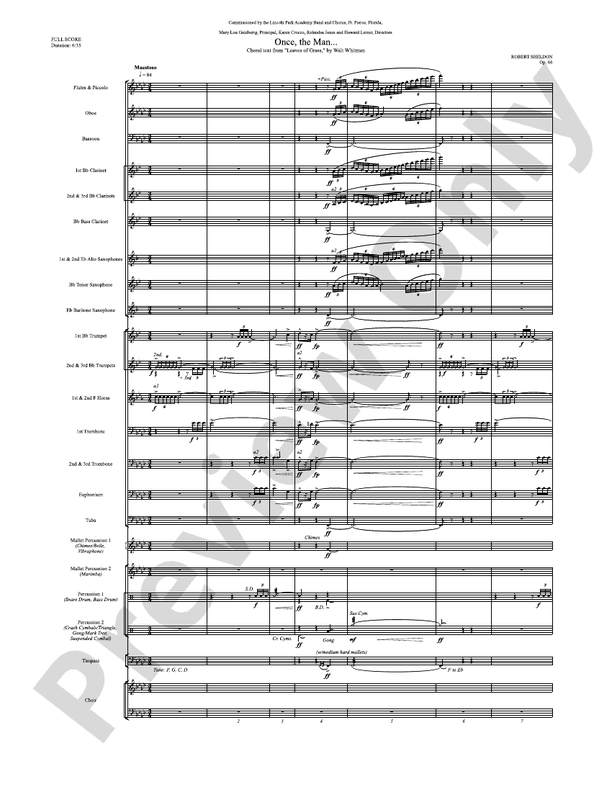 Once, the Man... - Concert Band Conductor Score & Parts (Digital Download)