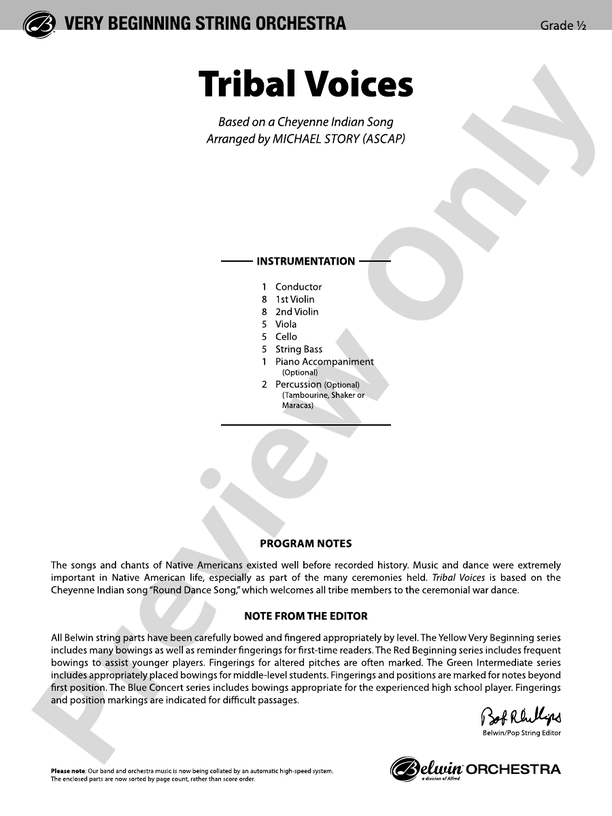 Tribal Voices – String Orchestra Conductor Score & Parts (Digital Download)