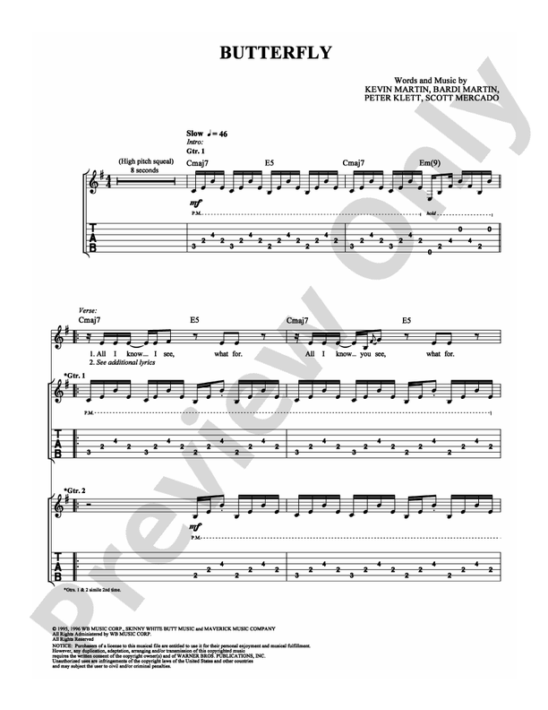 Butterfly - Guitar TAB (Digital Download)