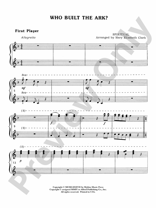 Who Built the Ark? - 1 Piano, 6 Hands (Digital Download)