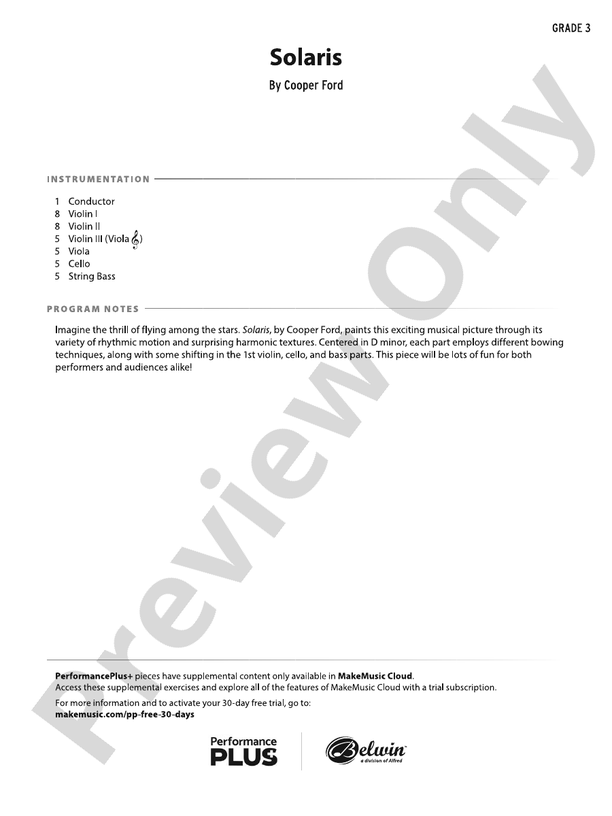 Solaris – String Orchestra Conductor Score & Parts (Digital Download)