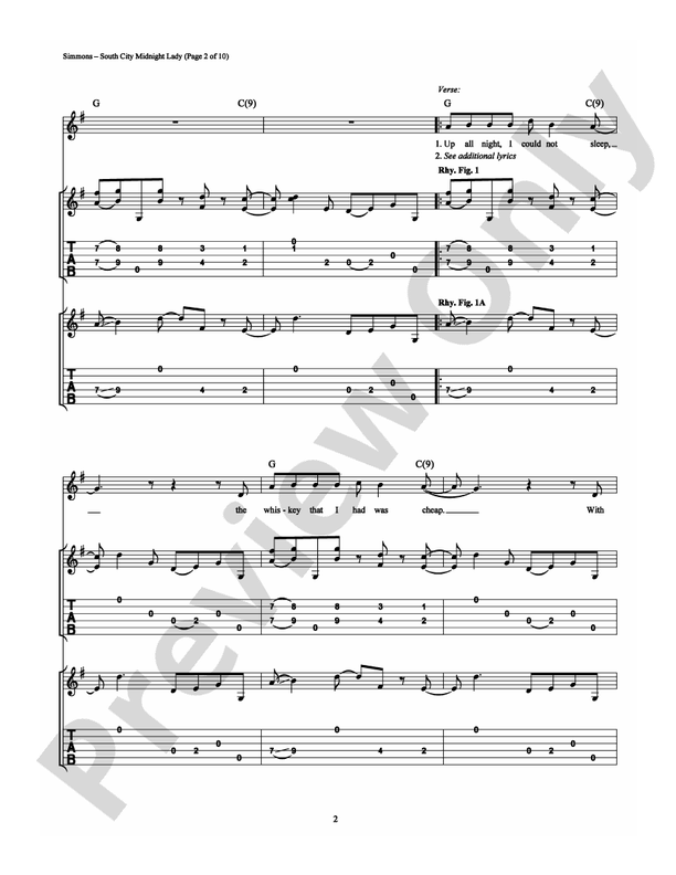 South City Midnight Lady - Guitar TAB (Digital Download)