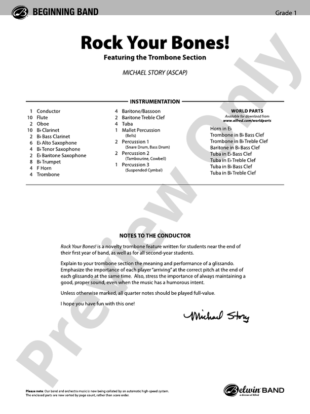 Rock Your Bones! - Concert Band Conductor Score & Parts (Digital Download)