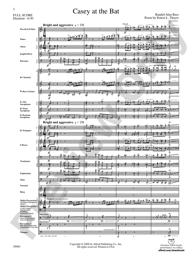 Casey at the Bat - Concert Band Conductor Score & Parts (Digital Download)