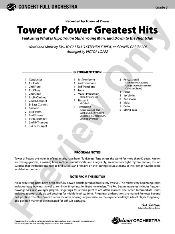 Tower of Power Greatest Hits – Full Orchestra Conductor Score & Parts (Digital Download)