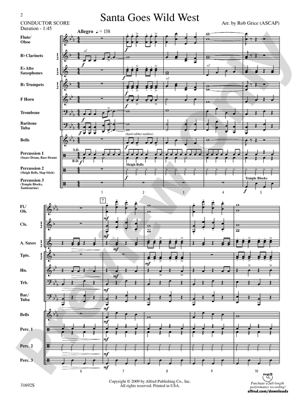 Santa Goes Wild West - Concert Band Conductor Score & Parts (Digital Download)