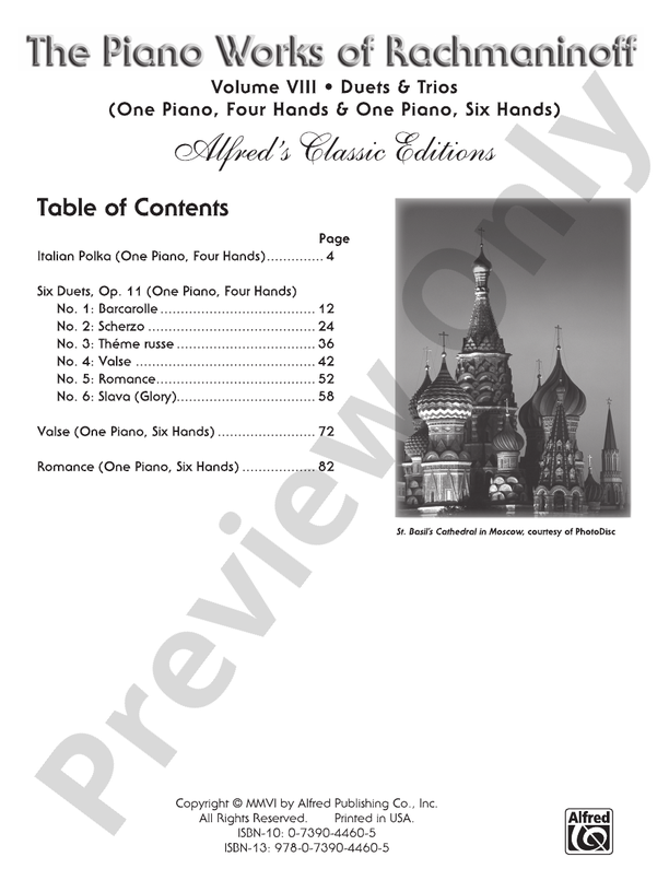 The Piano Works of Rachmaninoff, Volume VIII: Works for One Piano/Four Hands and One Piano/Six Hands - Piano (Digital Download)