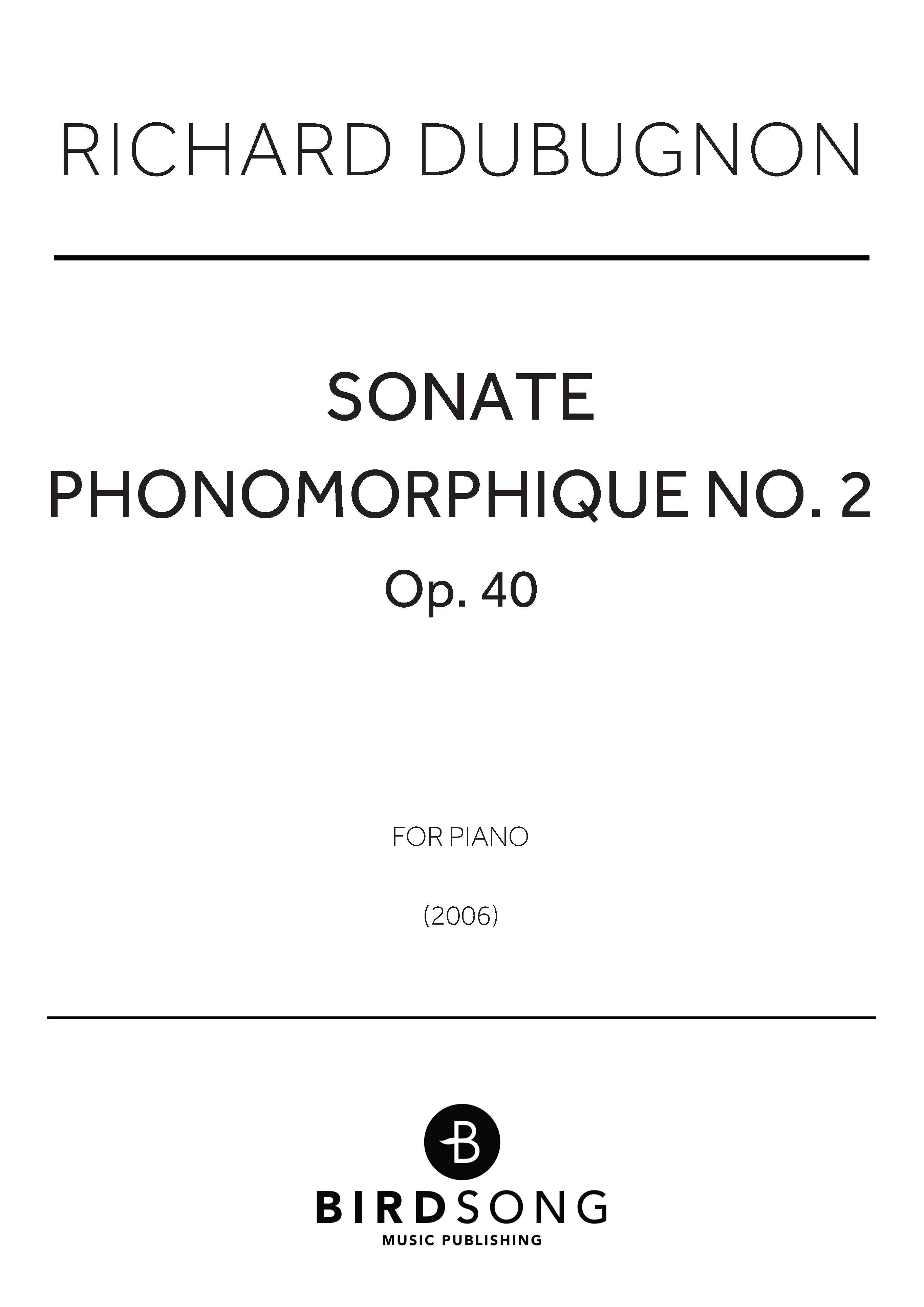 Dubugnon - Sonate Phonomorphique No.2 - Piano Solo (Digital Download)